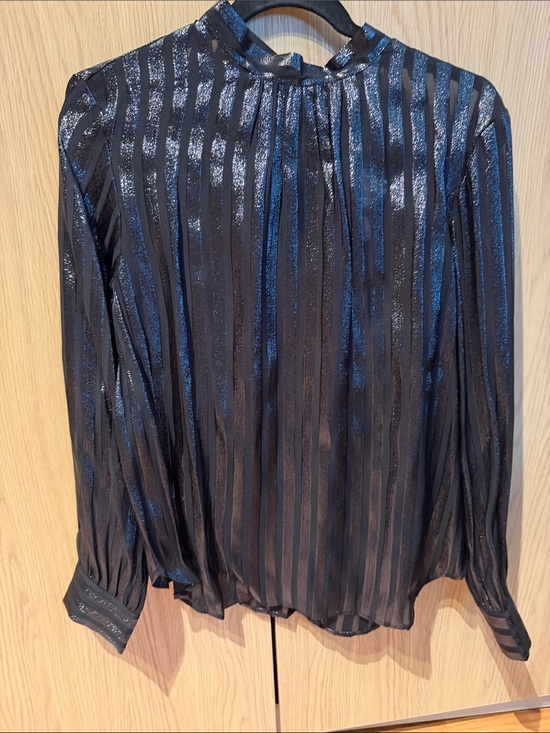 J. Crew Tops - J. Crew Black Top With Shiny Strips, Bow on the Back and Lining